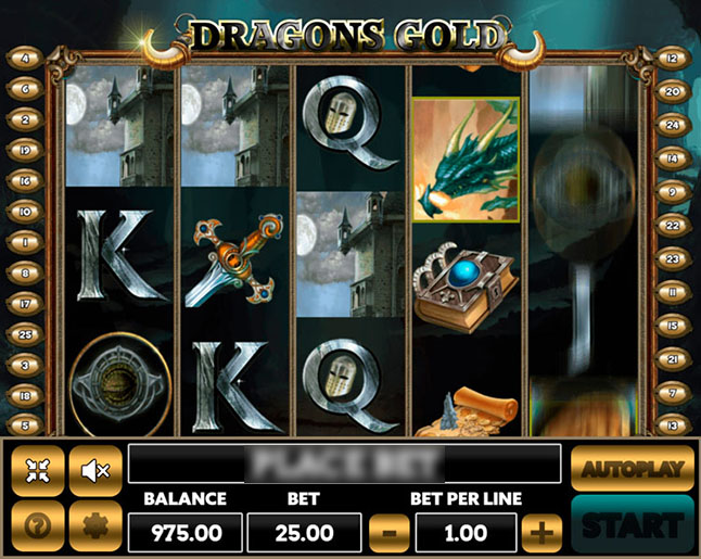 Игровой автомат Dragons Gold на экране ноутбука с барабанами и символами драконов