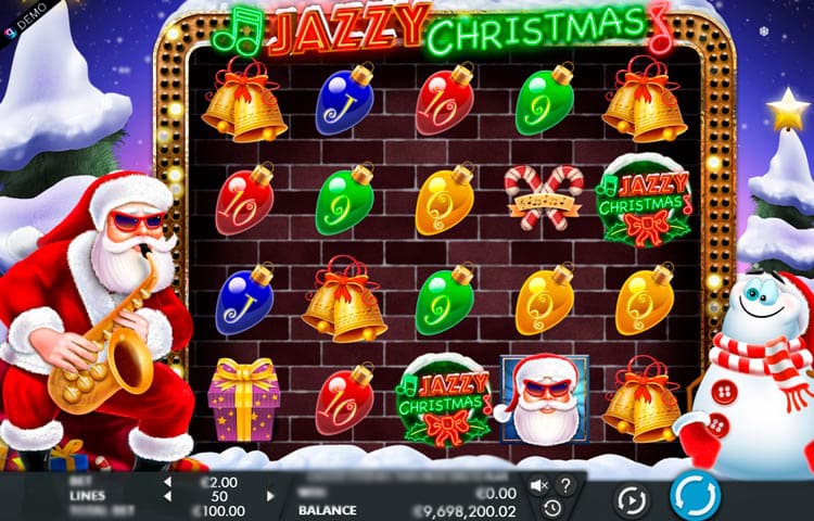 Игровой автомат Jazzy Christmas на фоне зимнего ночного города