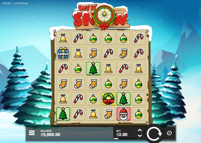 Игровое поле слота Let It Snow с новогодней символикой