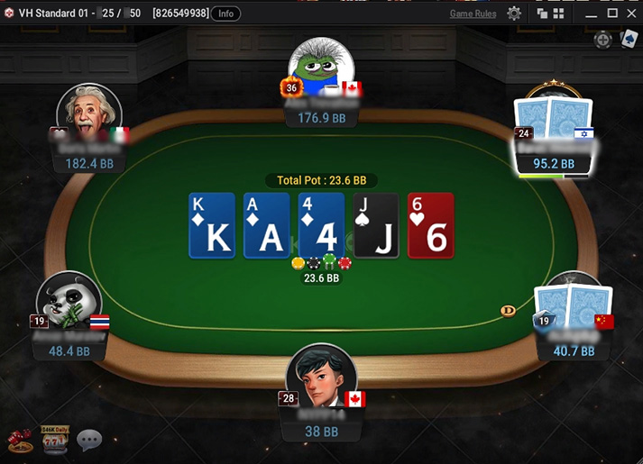 Игроки за виртуальным покерным столом