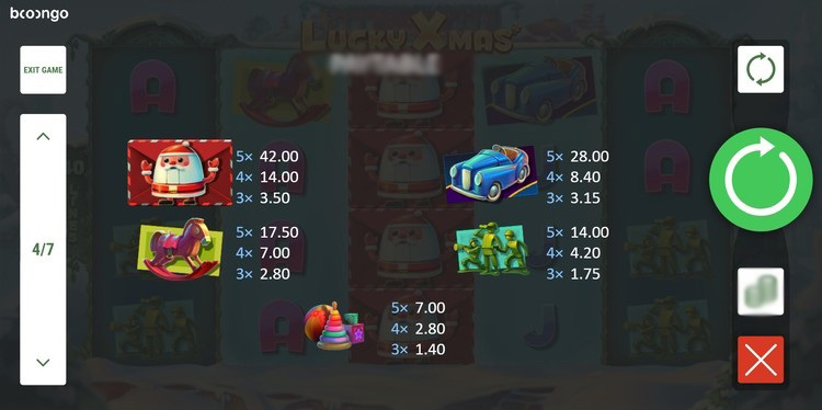 Таблица выплат и рождественские символы в Lucky Xmas