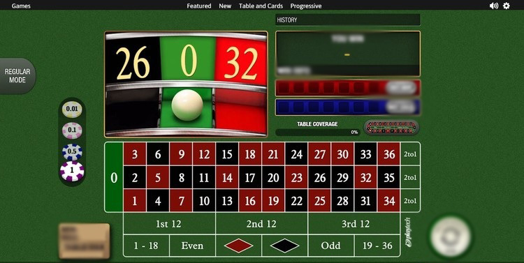 Игровое поле рулетки Roulette Deluxe с расположением фишек на столе