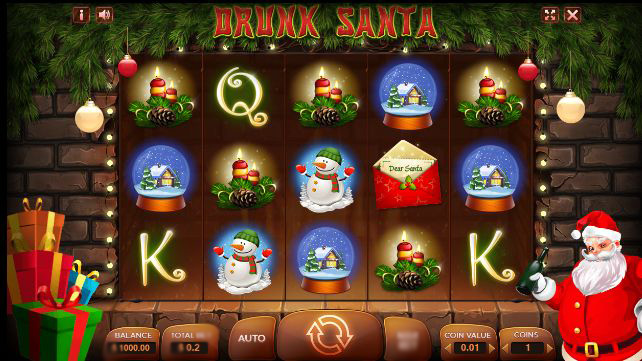 Интерфейс слота Drunk Santa на экране ноутбука и смартфона