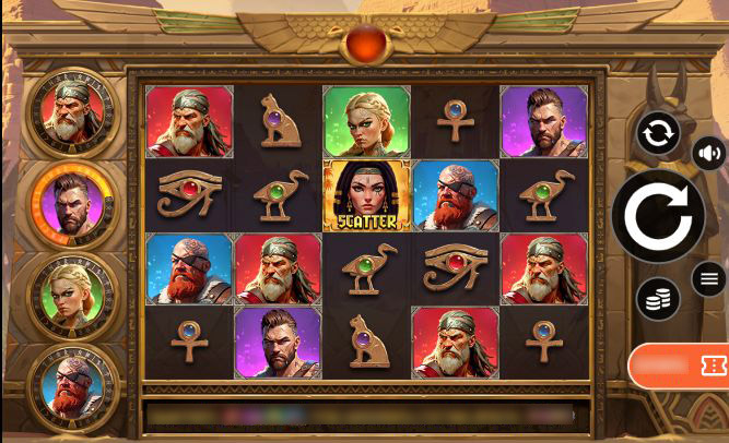 Игровое поле Vikings Go To Egypt Wild Fight с викингами и египетскими символами